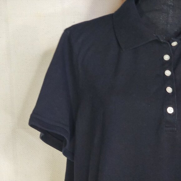 Izod Woman Black Lilac Piping 5 Button Cotton Span SS Henley Polo Top Size 1X - Picture 4 of 16